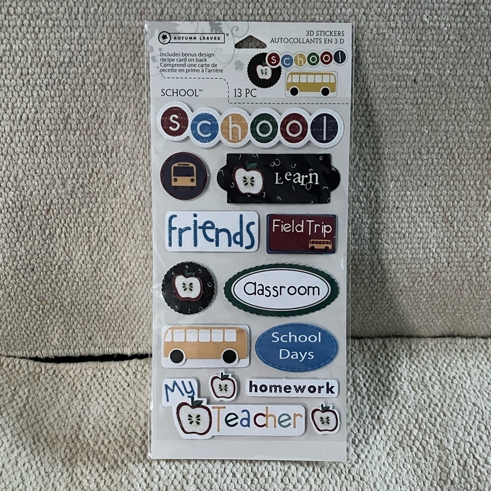 Scrapbooking/ greeting card supplies - school Theme 3D Stickers